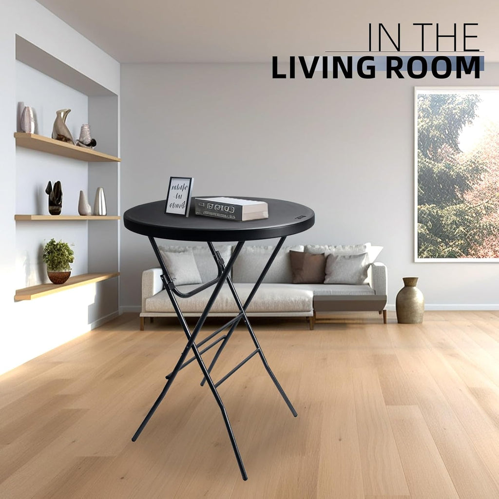 Byliable 32in Cocktail Folding Table, Round High Top Bar Table, Black | Portable Foldable Design with Removable Legs, Two Folding Methods, HDPE Tabletop, Indoor Outdoor for Parties, Patio, Events