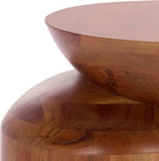 SAFAVIEH Home Collection - Masew Solid Wood Accent Table with Sculptural Stacked Design in Walnut Finish, Modern Side Table, Fully Assembled (ACC3228A)