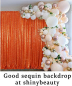 ShinyBeauty 4x10ft Sequin Backdrop Curtains - 4-Panel Orange Glitter Photography Background for Parties, Halloween, Christmas Decor (Reusable)