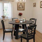 Sannwsg 43 Inch Round Dining Table for 4, Circle Kitchen Tables with Wooden Pedestal Base, Round Kitchen Table for Dining Room, Kitchens, Living Room