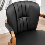 Swivel Dining Chairs Set of 4 Mid Century Modern Black Faux Leather Upholstered Kitchen Chairs with Bentwood Frame Armrests Side Chairs,Comfortable Ergonomic Wood Accent Chair No Wheels