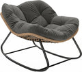 Outsunny Papasan Rocking Chair, Wicker Oversized Indoor Outdoor Rocking Papasan Chair with Cushion, PE Rattan Outdoor Rocker Egg Chairs for Living Room, Garden, Patio, Balcony, Dark Gray