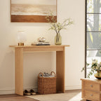 AQIMUELE Natural Console Table Thin Rubberwood Minimalist Mid-Century Style | Stable and Sturdy 11.8" D x 39.4" W x 31.5" H for Entryway/Sofa Back