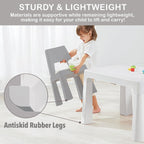 Little Twig 3-Piece Height Adjustable Kids Table and Chairs Set – Built-in Storage Drawers, Modern Design, Easy to Clean, Perfect for Eating, Activities, or Studying (Gray)