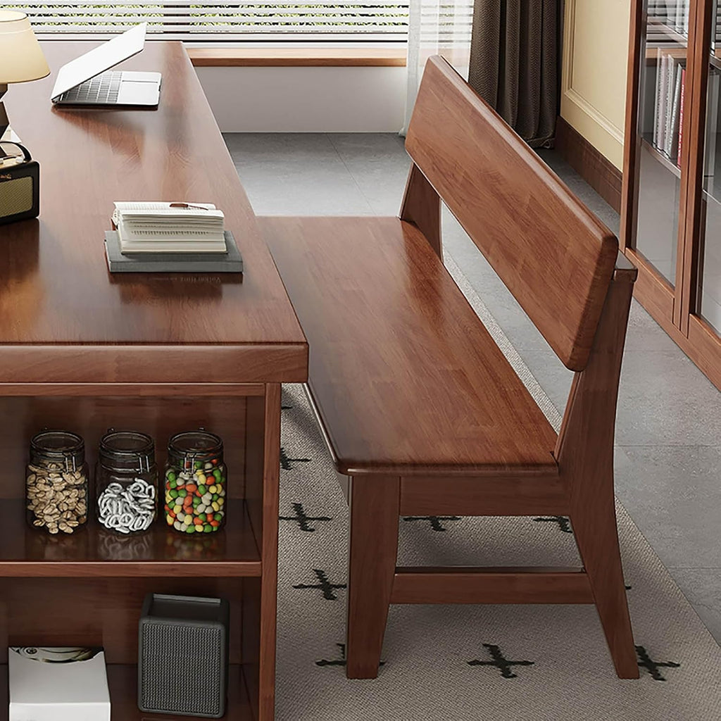 Farmhouse Wood Dining Bench 47.2/55.1/63in Kitchen Bench with Back Shoe Bench Entryway Bench Sturdy Comfortable End of Bed Bench for Bedroom Living Room Dining Room Patio Hallway(Walnut,47.2in)