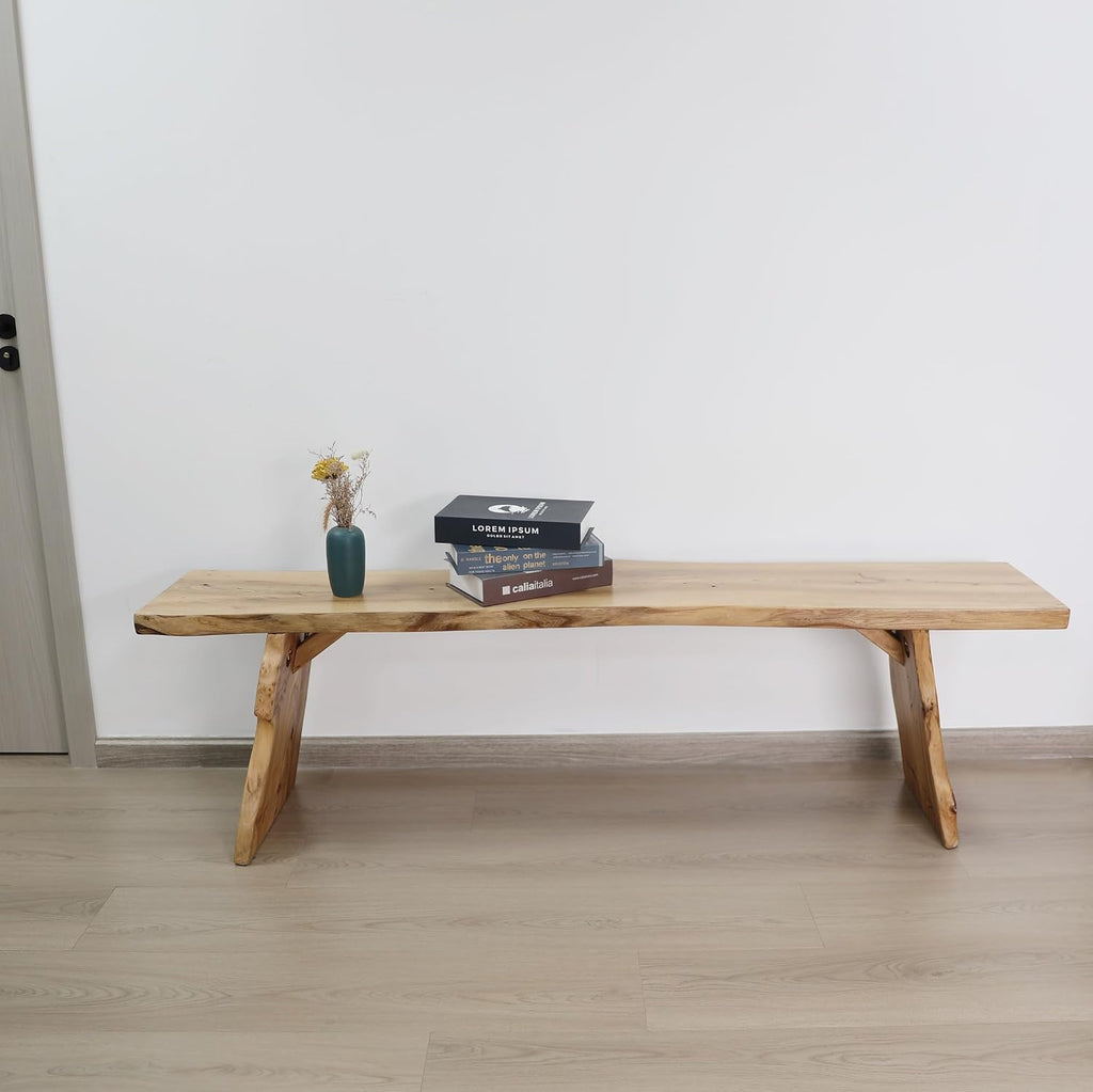 Elm Wood Dining Bench Bedroom BenchesIn Footrest Stool Accent Bench for Entryway Dining Room Living Room Bedroom End of Bed Long 63IN