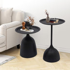 Bacocoo Round Side Table Set of 2, Metal End Tables Matte Black - 16.9" & 23.6" Height Modern Nesting Tables for Living Room, Bedroom, Office Sturdy.(Iron, Easy Assembly)