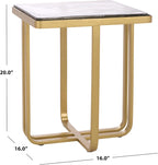 SAFAVIEH Couture Collection - Dominic Brass Stainless Steel Accent Table, Sculptural Modern Side Table, Cast Glass Top, Fully Assembled (SFV7919A)