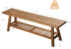 HOKYHOKY Reclaimed Solid Wood Bench-55 Entryway Bench with Storage Shelf | Farmhouse Narrow Rustic Bench, Hallway, Kitchen, Bedroom, Dining, Indoor