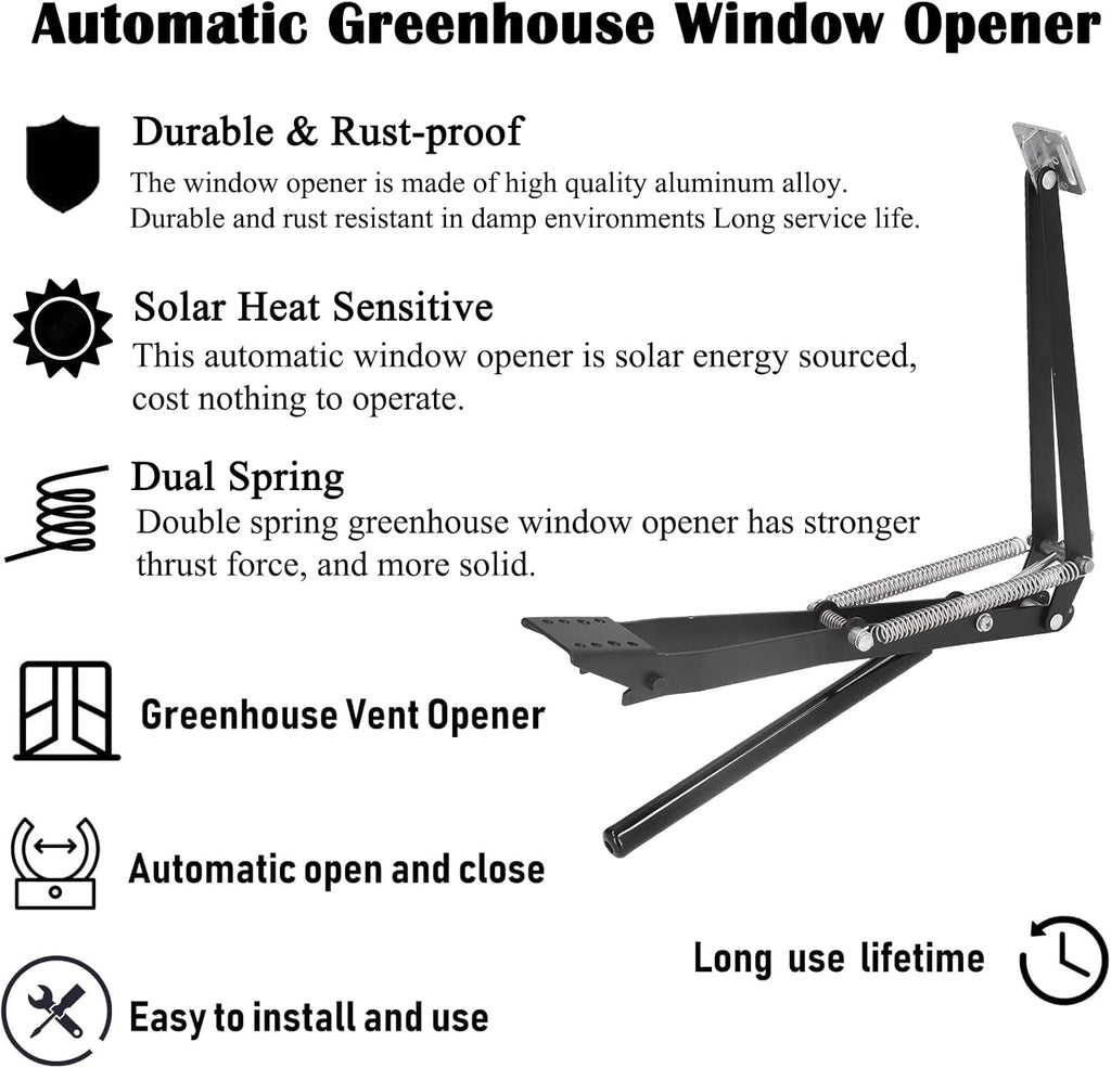2X Auto Vent Opener Automatic Greenhouse Windows Opener Temperature Sensitive Roof Vent Opener Auto Vent Kit Gardening Tools Greenhouse Accessories Hothouse Roof Vent Kit (Dual Spring Up to 30lbs)