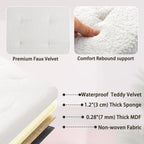 Storage Ottoman Bench, 34" Teddy Velvet Folding Foot Rest, White | Large Ottoman with Storage, Thicker Foam Padded Seat, 34 x 13 x 13in, Livingroom, Dorm, Bedroom, Easy to install, 86L