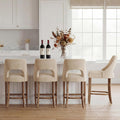 UVV Bar Stools Set of 4, Upholstered Counter Height Bar Stools, Modern Counter Stools with Wood Legs for Kitchen Island Dining Room Bar, Beige