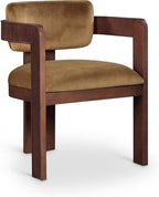 Meridian Furniture Sacha Velvet/Rubberwood Dining Chair, Saddle, Set of 2