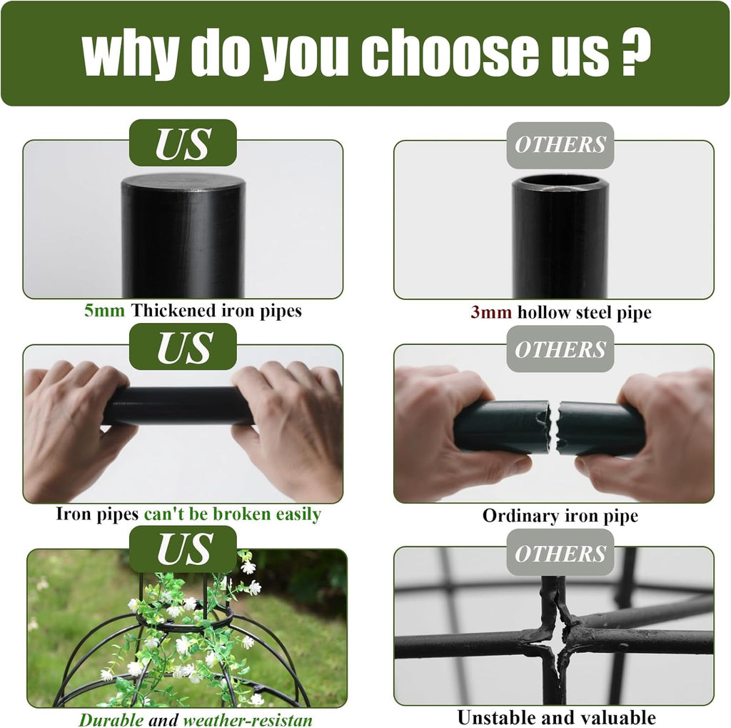 48.8"x17" Metal Obelisk Trellis for Climbing Plants | Unique Outdoor Support for Rose Bushes and Tall Vines | Durable & Weather-Resistant Garden Decor