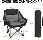 Oversized Heavy Duty Camping Chair for Adults, 500 lbs Capacity Padded Folding Chair with Side Cooler Bag, Cup Holder & Storage Pockets, Portable Lawn Chair for Fishing, Beach, Picnic & Sports-2PCS