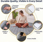 DOWNSTORIA Japanese Floor Mattress, Futon Mattress Roll Up Tatami Mat with Handle, Foldable Floor Bed Sleeping Pad for Camping, Full Size, Grey(54x75)