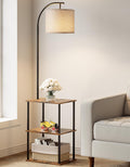 PARTPHONER Floor Lamp with Table, Night Stand with Lamp, Narrow Side Table with 3CCT LED Bulb, Small Coffee Table, Modern End Table with Storage Shelves for Living Room Bedroom Home Décor