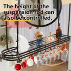 Adjustable Hanging Wine Rack, Metal Ceiling Shelf Cafe Cups, Retro Rustic for Kitchen Bar Restaurant Cellar