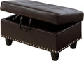 Simple Deluxe Ottoman with Storage Bench Chair, 28.5" L x 19.5" W x 17.5" H Foot Rest Stools with Synthetic Leather,Ottoman Storage Chest Box with Padded Seat for Bedroom, Living Room, Entryway,Brown