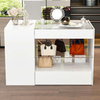 Glass Display Cabinet Closet Island, Glass Top Storage Cabinet for Retail, Collectibles Showcase with 8 Drawers, Walk in Display Island for Retail Shop, Cloakroom, White