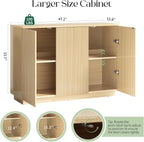 Sideboard Buffet Cabinet with Storage - 47" Fluted Coffee Bar Cabinets Credenza with Adjustable Shelves, Accent Buffets & Sideboards Console, Wood Side Board for Living Room, Kitchen, Entryway