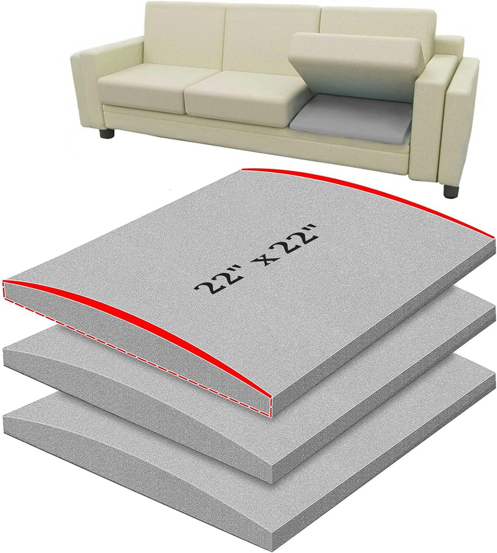 Couch Cushion Support for Sagging Seat, 22"x22"x2.4" Couch Support for sofa | 3 PCS 45D High-Density Curved Foam Sofa Cushion Support for Couches and Sofas, Couch Inserts Saggy Couch