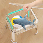 Step Stool Footstool Storage Ottoman Shoe Changing Stool for Laundry Household Bedroom, Clear