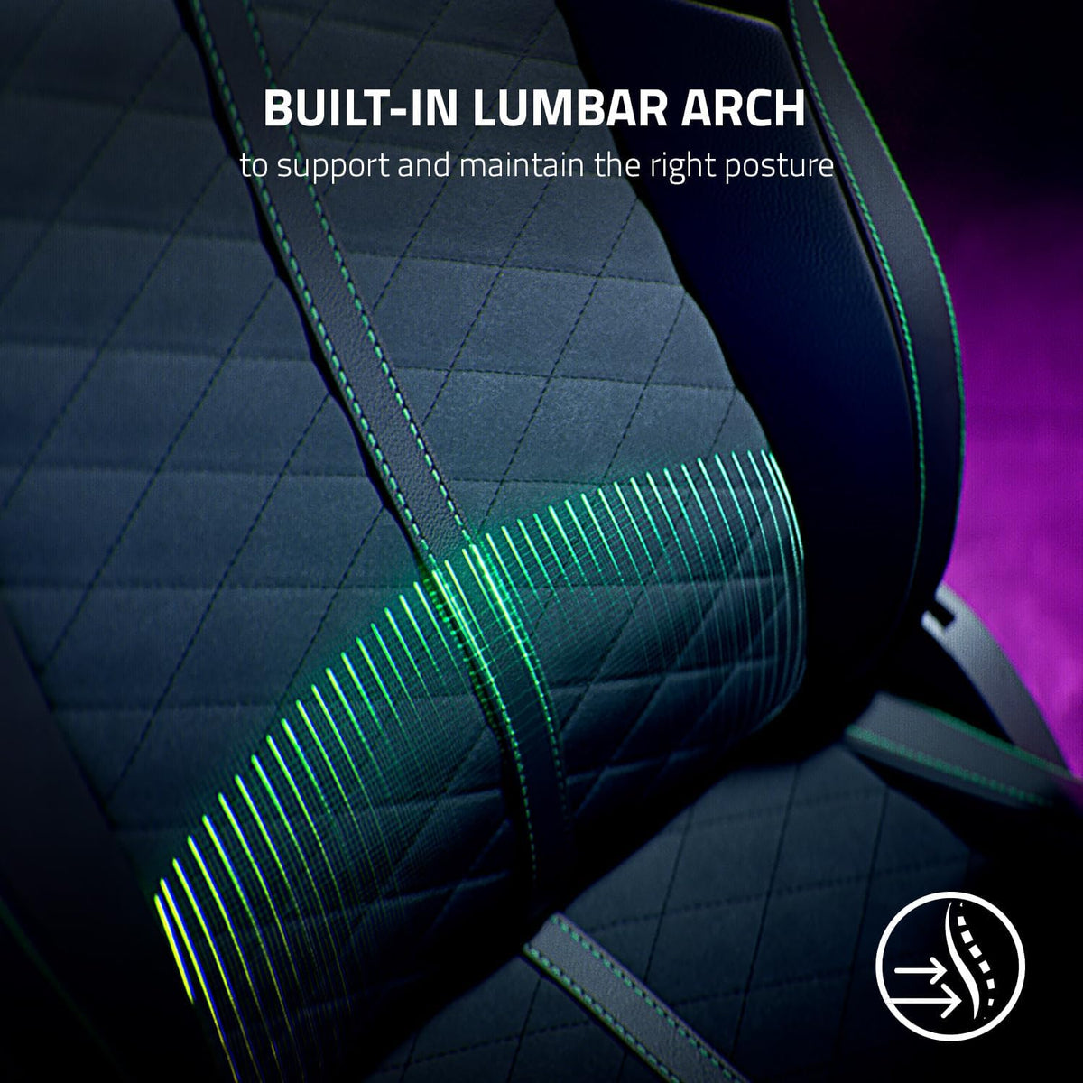 Razer Enki Gaming Chair, Built-in Lumbar Arch, All-Day Comfort, Black | Optimized Cushion Density, Dual-Textured, Eco-Friendly Synthetic Leather, Adjustable 152-degree Recline