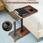 C Shaped End Table for Couch, Adjustable Height C Shaped Side Table with Wheels,TV Trays Table for Sofa, Bedroom,Living Room Small Spaces Couch Table