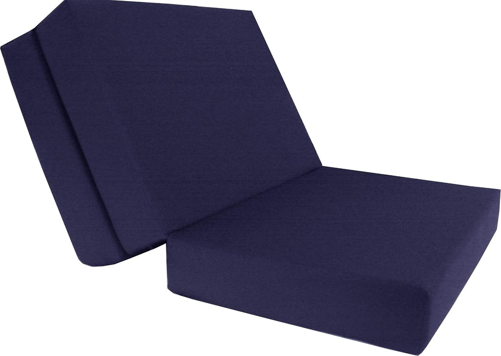 D&D Futon Furniture Navy Trifold Foam Beds, Shikibuton, Tatami Cushion Topper, Foldable Futon Pad, Twin 6x39x75
