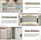 Gyfimoie 60" Tall Farmhouse Kitchen Pantry Storage Cabinet,Kitchen Hutch with Microwave Stand,Freestanding Buffet Pantry Cabinet with Glass Door and Adjustable Shelves for Dining Room (White)