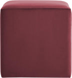 Studio Living® 18” Warren Ottoman Square Soft Velvet Bench, Stationary Ottomans, Backless Chair, Footrest for Living Room, Footstool Office, Bedroom, Padded Seat, Plum