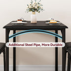 Kitchen Table and Chairs for 4, Rectangular Dining Set with Upholstered Chairs, Perfect for Small Spaces, Rustic Black
