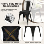 GIANTEX Metal Dining Chairs Set of 4, Stackable Armless Kitchen Side Chair with Detachable Backrest & PU Leather Padded Seat, Modern Dinette Chairs for Dining Room, Cafe, Restaurant, Bar (Black)