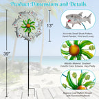 Shark Outdoor Wind Spinners - 39" Ocean-Themed Metal Wind Sculptures Garden Stake Art, 13.5” Windmill Yard Kinetic, Outdoor Decor for Patio & Lawn - Metal Beach Sculpture with Shark Design