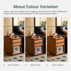 YESWOOD Solid Cherry Wood Side Table with Wheels, Narrow Side Tables with Storage Drawers, Rolling Wood Nightstand for Bedroom Living Room Study(Cherry Color, 22.76" H)