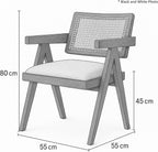 Solid Sheesham Wood Arm Chair with Cushion and Cane Back Support Chair Living Room Bedroom Home Wooden Armchair Furniture Garden Balcony Outdoor & Indoor (Honey Brown)