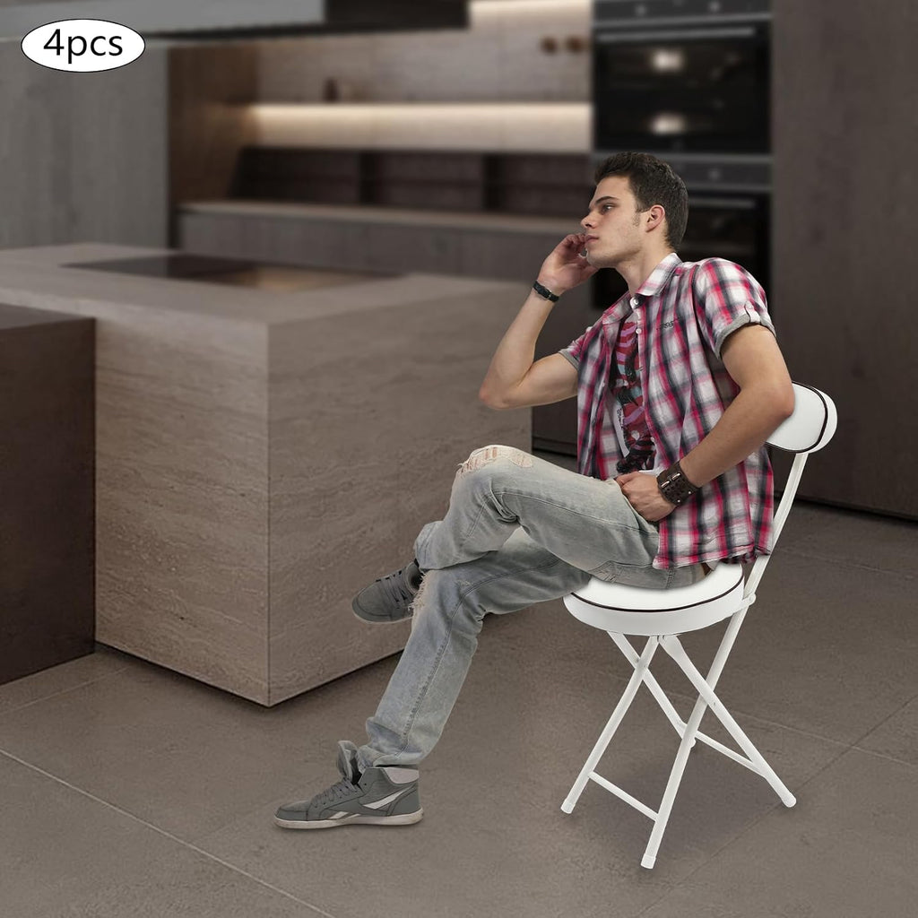 4 Pcs Folding Stool with Backrest Portable Cushioned Padded Folding Stool Foldable Bar Chair for Cafe Restaurant Bar Outdoor Camping Kitchen