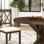 Roundhill Furniture Windvale Cross-Buck Base Dining Table, Espresso