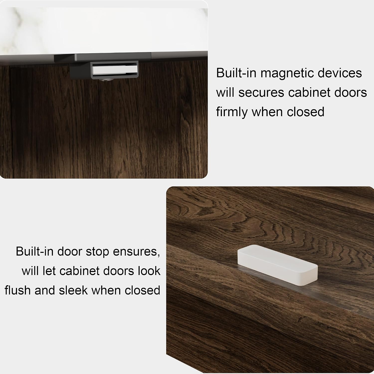 63'' Buffet Cabinet Sideboard with Storage, with 4 Doors, Brown