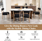 ZJhome Dining Chairs,Set of 2 Mid-Century Modern Wooden Kitchen Chairs with Linen Upholstery - Low-Back Woven Design for Kitchen & Dining Room,Black Fabric