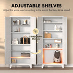 Coolsun Metal Pantry Cabinet, 71" Kitchen Pantry Storage Cabinet with 2 Doors and 4 Adjustable Shelves, Food Pantry Cabinet for Kitchen, Living Room, Dining Room, Home Office