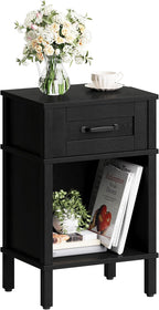 Black Nightstand with Drawers,Small Night Stand,Black Bedside Table