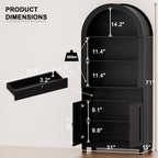 Arched Pantry Cabinet, 71" Kitchen Pantry Cabinet with Smooth Gliding Drawers and Adjustable Shelf, Wood Storage Cabinets Anti-Tipping, Modern Farmhouse for Living Room, Dining Room (Black)