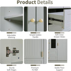 Modern Large Kitchen Pantry with 6 Doors,Storage Cupboard with Drawers, Adjustable Shelves,Pull-Out Trays and Wine Rack for Dining Room (Gray/KP)