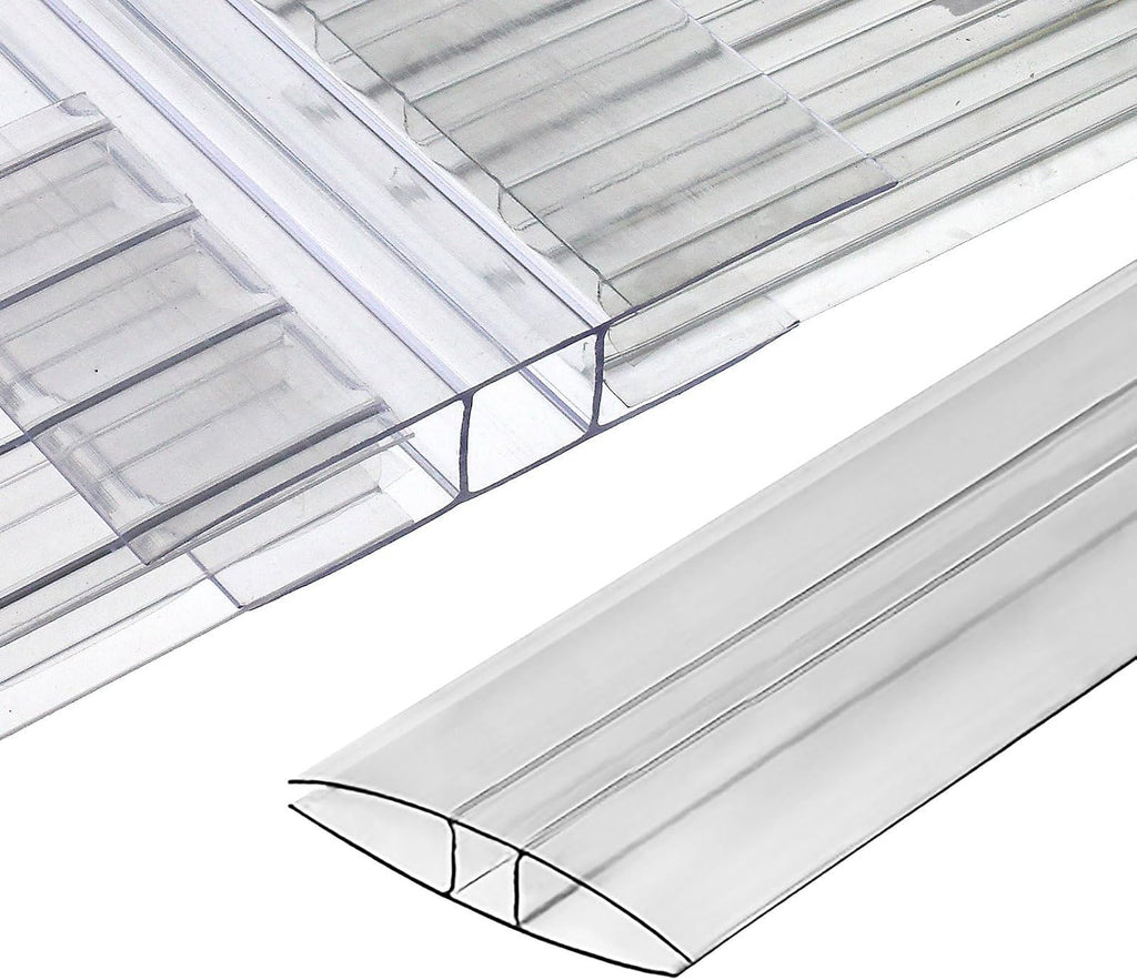 Polycarbonate Greenhouse Panels Connectors - 0.4" Thick, Fit 10mm or 8mm Twin-Wall Polycarbonate Panels, Join 2 Pieces of Panels Together, 4-Foot Length, 10 Pieces (H Connectors 10mm-4ft)