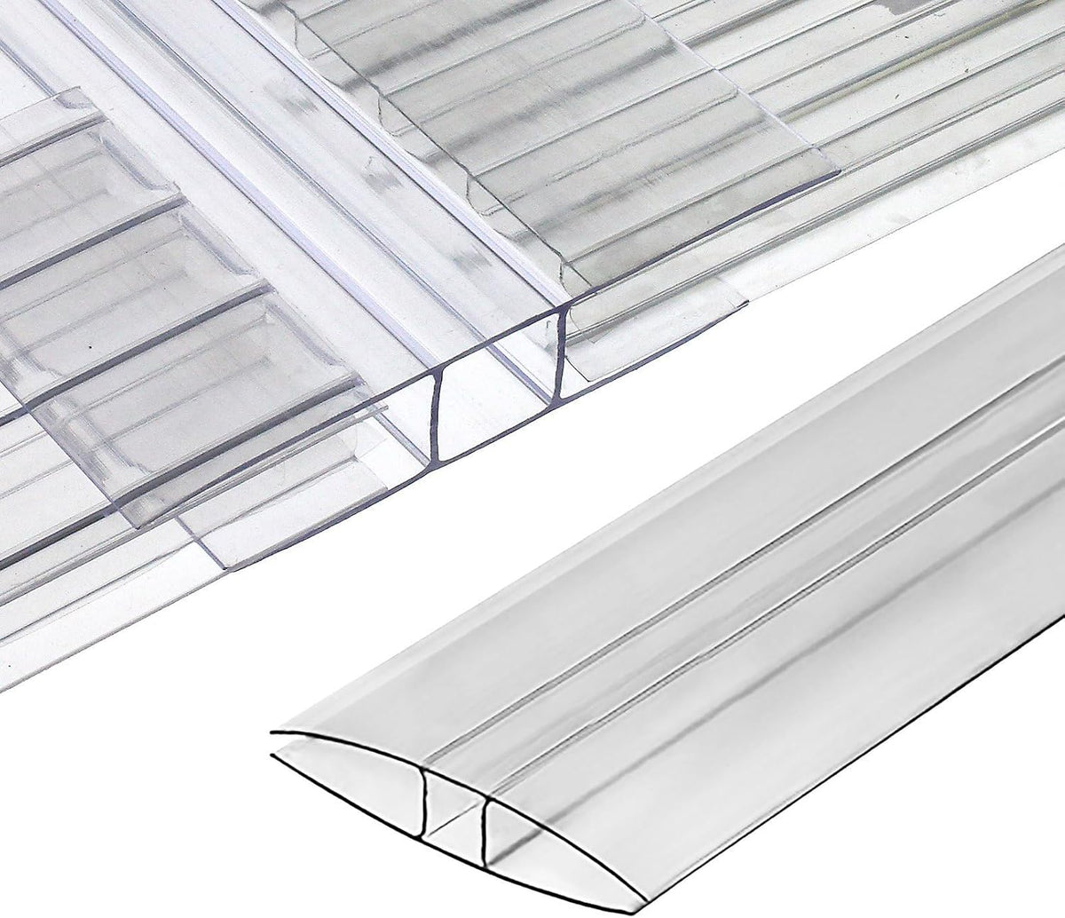 Greenhouses Polycarbonate Greenhouse Panels Connectors - Fit 6mm or 8mm Twin-Wall Polycarbonate Panels, Join 2 Pieces of Panels Together, 4-Foot Length, 10 Pieces (H Connectors 8mm-4ft)