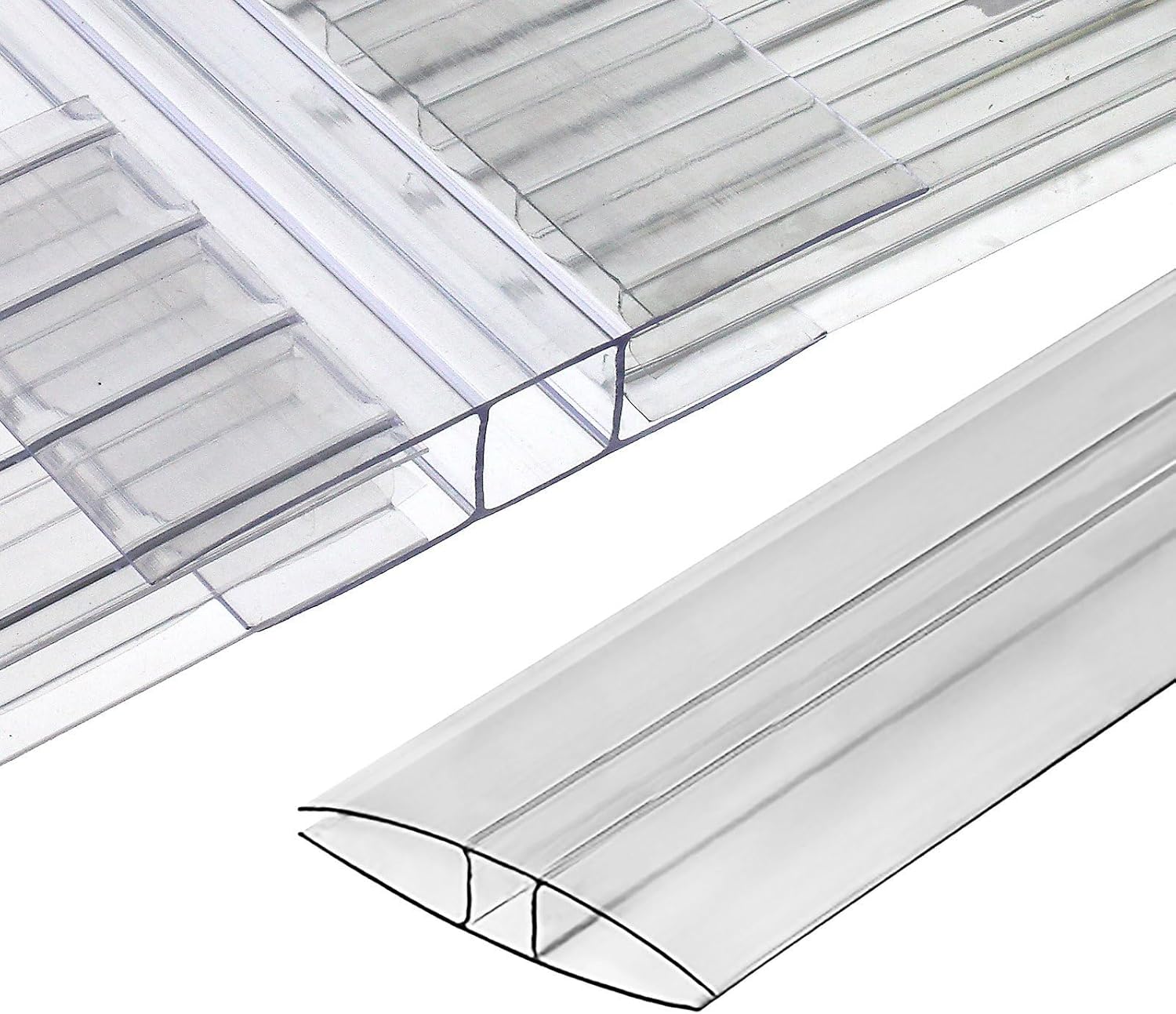 Polycarbonate Greenhouse Panels (H Connectors) - 0.15" Thick, Fits 4mm Twin-Wall Polycarbonate Panels, Join 2 Pieces of Panels Together, 4-Foot Length, 10 Pieces (H Connectors 4mm, 4ft)