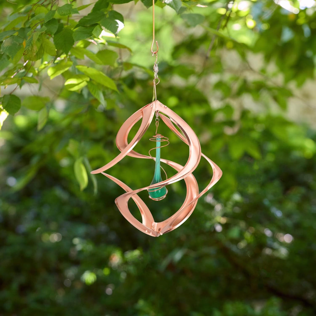 Red Carpet Studios The Original Helix Cosmix Wind Spinner 3-Dimensonal Garden Decor Small, 11-Inch, Copper - Teardrop