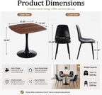Table with 4 Chairs, Wooden Round Dining Table Set | Space-Saving Set，Wood-Grain Finish，Rounded Edges，ErgonomicComfort